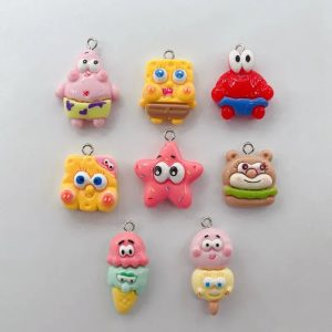 10PCS SpongeBob SquarePants Resin Keychain Pendants