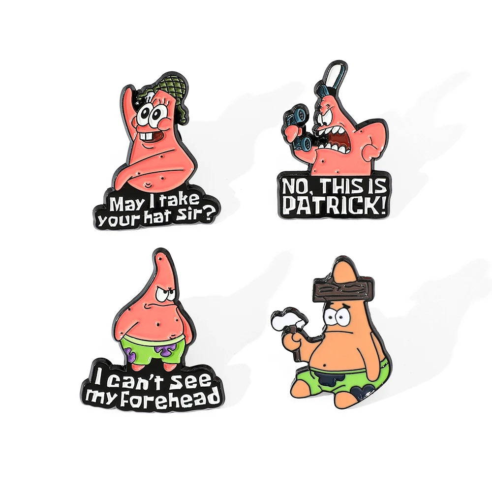 4 Pcs Anime Patrick Star Enamel Brooch Set - Image 6