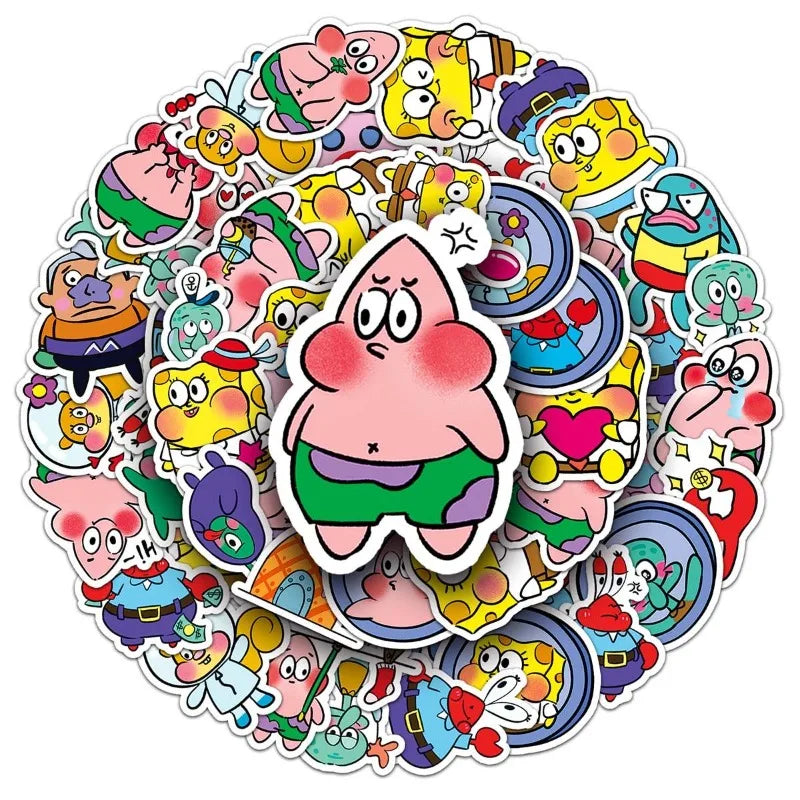 50PCS SpongeBob “Sent A Big Star” Cartoon Animation Stickers - Image 2